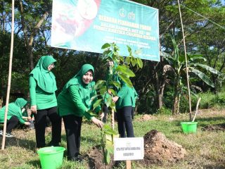 Persit KCK Koorcab Rem 081 Tanam Ratusan Pohon Produktif di Kawasan Gunung Kendil