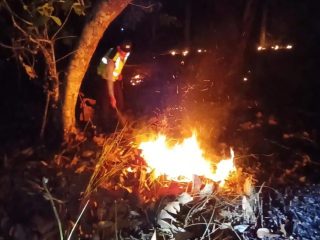Respons Cepat, Polsek Widodaren dan Tim Gabungan Padamkan Titik Api Karhutla di Ngawi